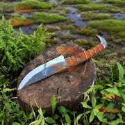 Norse Viking Knife With Boar's Head Hilt & Leather Sheath - 5.5" Carbon Steel Blade Boar's head Raven's Head Hilt