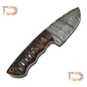 9″inches Long Handmade Damascus Steel Skinner Hunting Knife with Pure Leather Sheath