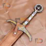 Handmade Damascus Steel Medieval Sword With Pure Leather Sheath | Cosplay Replica Sword | Movie Replica Sword | Robin Hood Locksley Sword