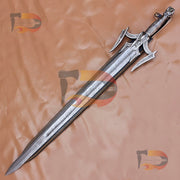 Handmade Barbarian Damascus Sword Cosplay Replica Sword Movie Replica Sword with Black Leather Sheath | Norse Sword