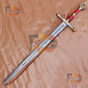 Handmade Dragon Slayer Sword | Saint George Damascus Sword | Medieval Replica Sword Movie Replica Sword With Leather Sheath