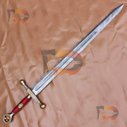 Handmade Dragon Slayer Sword | Saint George Damascus Sword | Medieval Replica Sword Movie Replica Sword With Leather Sheath