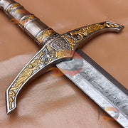 Handmade Damascus Steel Medieval Sword With Pure Leather Sheath | Cosplay Replica Sword | Movie Replica Sword | Robin Hood Locksley Sword