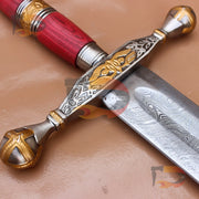 Handmade Dragon Slayer Sword | Saint George Damascus Sword | Medieval Replica Sword Movie Replica Sword With Leather Sheath