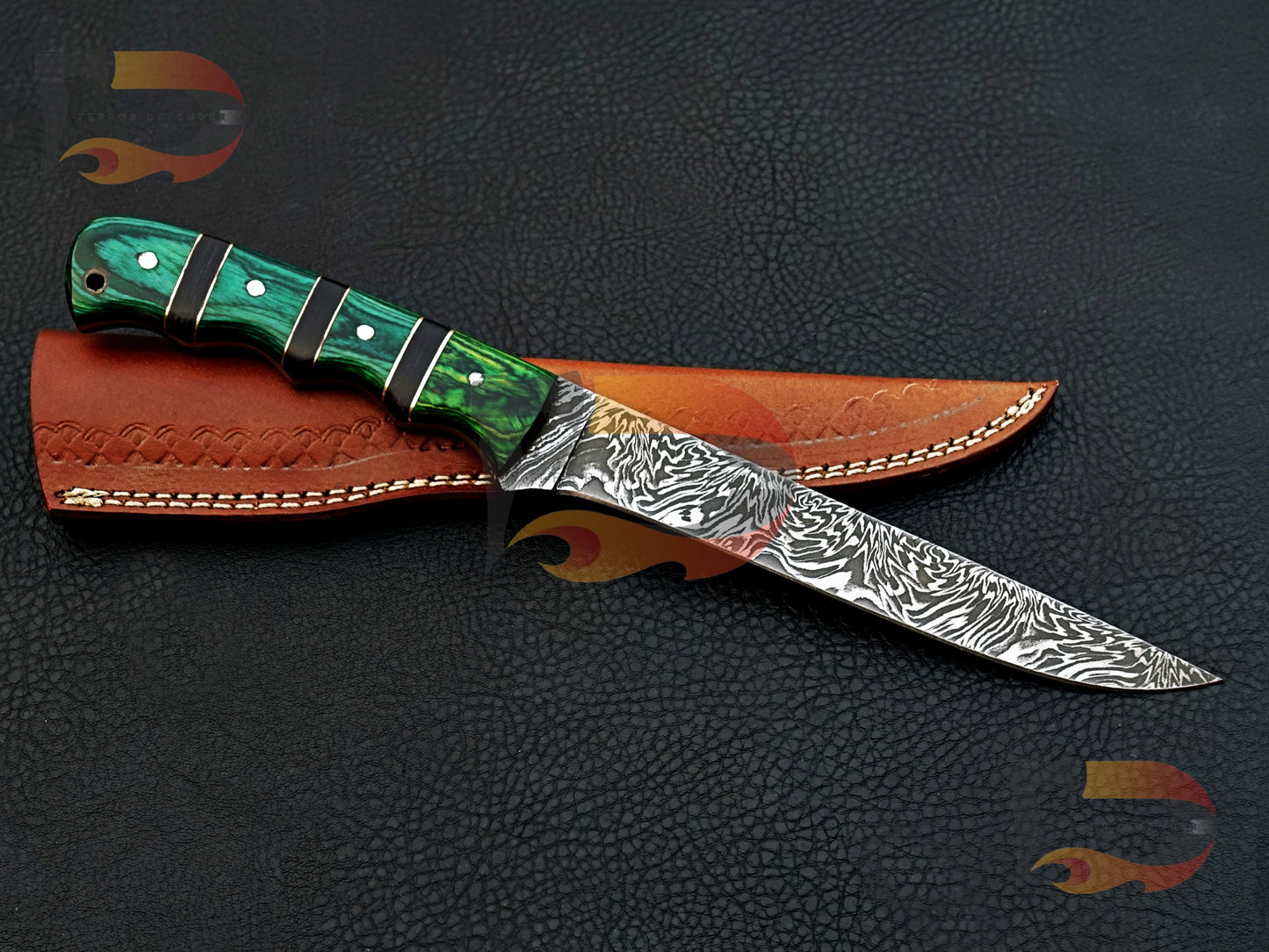 Custom Handmade  Damascus steel Fillet Knife , Kitchen Knife , Professional Cutting Knife , Fillet Knife With Leather Sheath