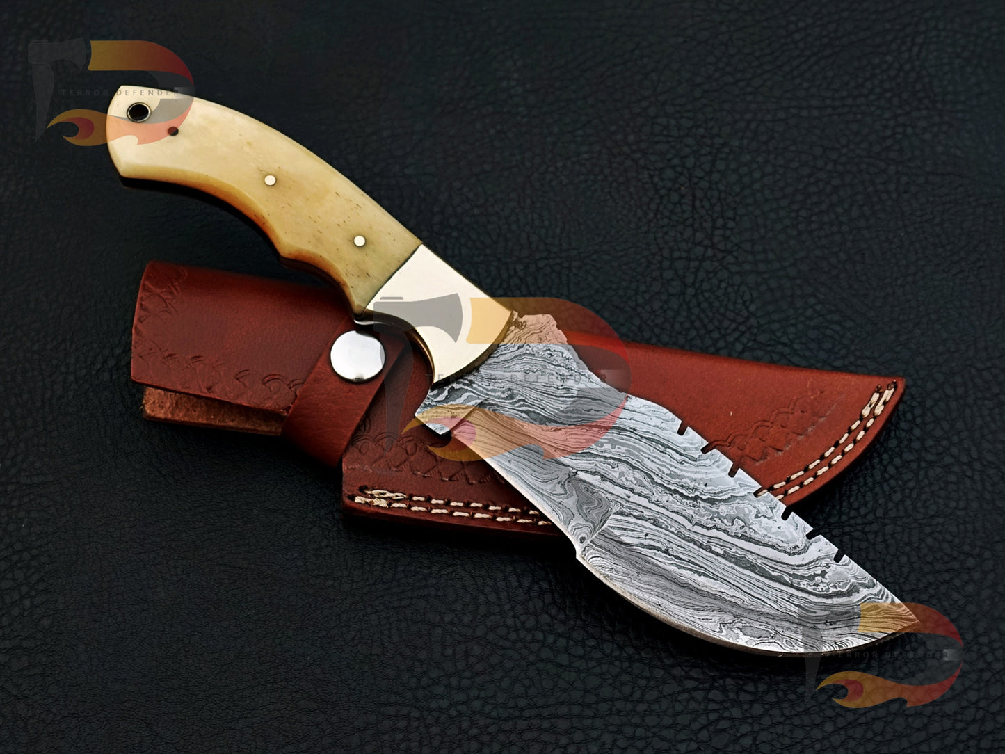 Custom Handmade Hunting Tracker Knife Damascus steel, Hunting Knife, EDC knives, ,best gifts , tracker for Hunters With Leather Sheath