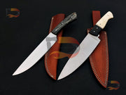 Pair of Chef Knives Custom Handmade ,Kitchen Knives , Professional Cutting Knives ,  Chef Knives With Leather Sheath