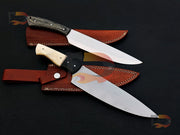 Pair of Chef Knives Custom Handmade ,Kitchen Knives , Professional Cutting Knives ,  Chef Knives With Leather Sheath