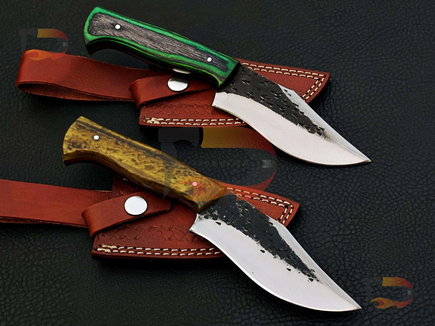 Lot Of 2 Custom Handmade  Carbon Steel  Skinner knives , EDC skinner , hunting skinner , skinner knife , Xmas gifts With Leather Sheath