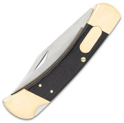 Executive Office Automatic Pocket Knife - 3Cr13 Stainless Steel Blade, Wooden Handle, Brass Bolsters, Brass Liners Hunting Terror Defender 