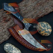 Custom Handmade High Damascus Steel Hunting Knife, Full Tang With Leather Sheath Best Gift for Him Best Hunting knife Damascus Steel knife Knives Terror Defender 