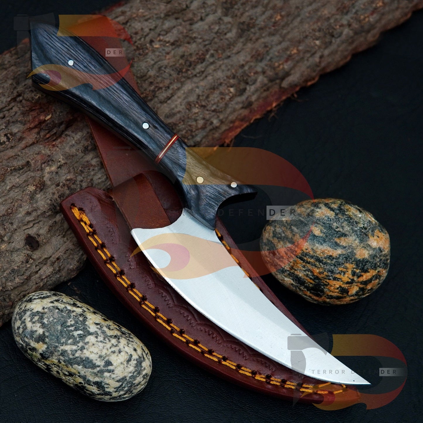 Custom Handmade Stainless steel Hunting Bowie Knife Rosewood Handle Come with Leather Sheath Best Hunting knife Best Gift For Boyfriend Knives Terror Defender 