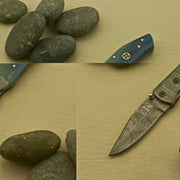 Handcrafted Foldable Pocket Knife with Custom Damascus Blade and Intricate Handle Design - An Exceptional and Personalized Present for Men, Made in the USA. Knives Terror Defender 