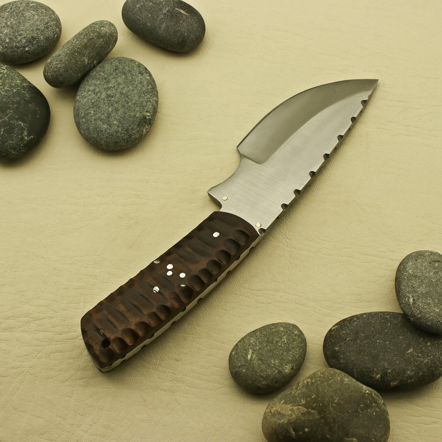 Unique Custom Handmade Stainless Steel Knife Personalized Handcrafted Hunting Skinning Knife, Rose Wood Handle with Leather Sheath knife Terror Defender 