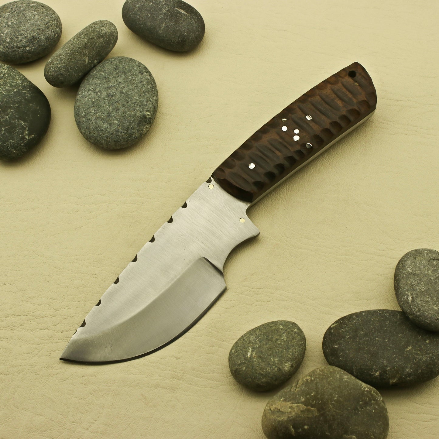 Unique Custom Handmade Stainless Steel Knife Personalized Handcrafted Hunting Skinning Knife, Rose Wood Handle with Leather Sheath knife Terror Defender 