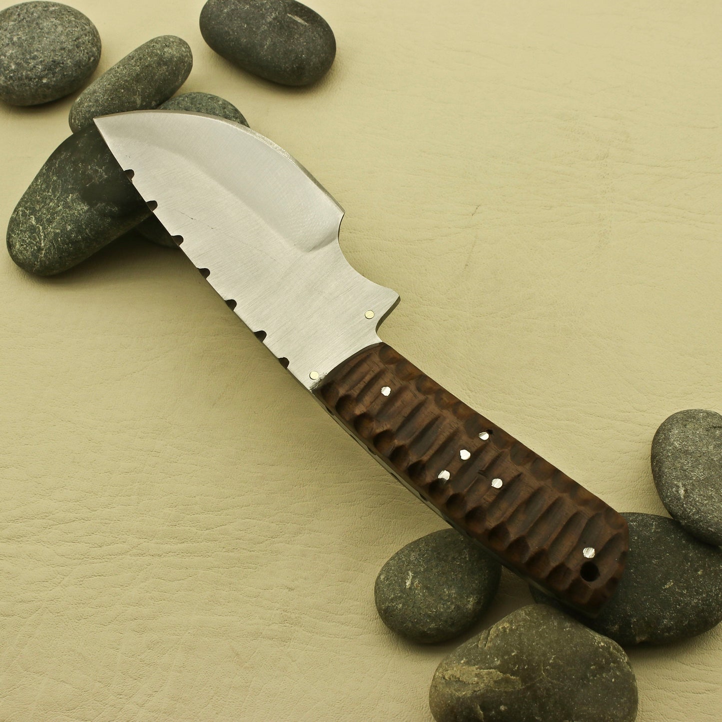 Unique Custom Handmade Stainless Steel Knife Personalized Handcrafted Hunting Skinning Knife, Rose Wood Handle with Leather Sheath knife Terror Defender 