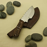 Unique Custom Handmade Stainless Steel Knife Personalized Handcrafted Hunting Skinning Knife, Rose Wood Handle with Leather Sheath knife Terror Defender 