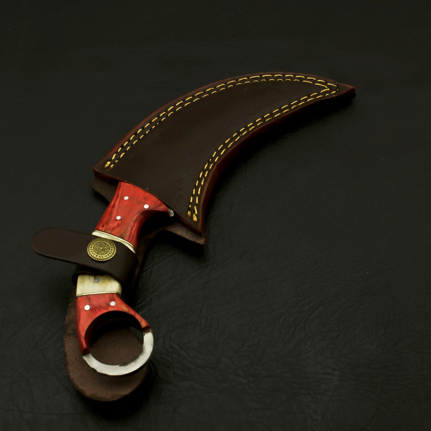 Combo of 2: Handmade Damascus Karambit Knife Handle Made Of Wood Knives Terror Defender 