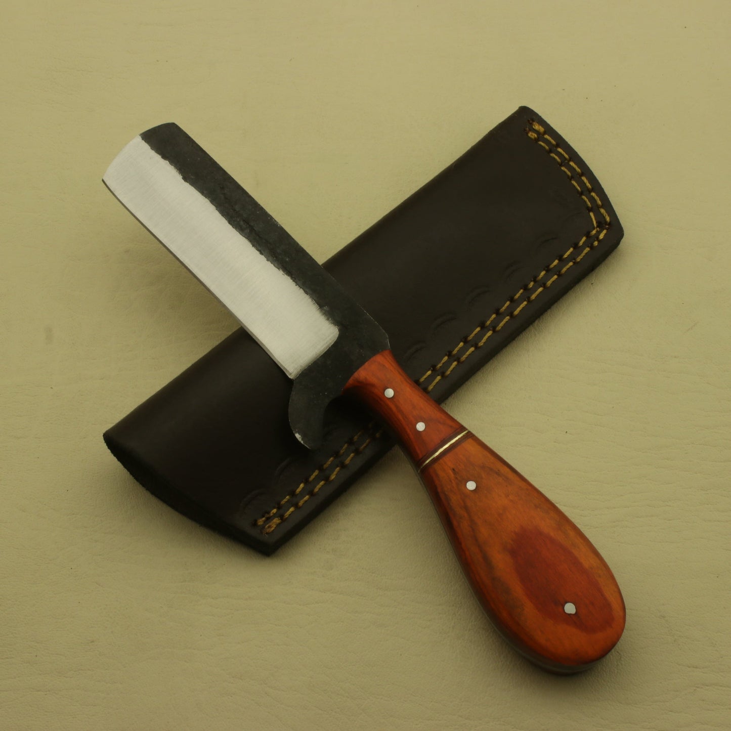 Custom Handmade Carbon Steel Full Tang Rose Wood Tracker Knife With Leather Sheath Personalized Hunting knife Best Camping Knife Knives Terror Defender 