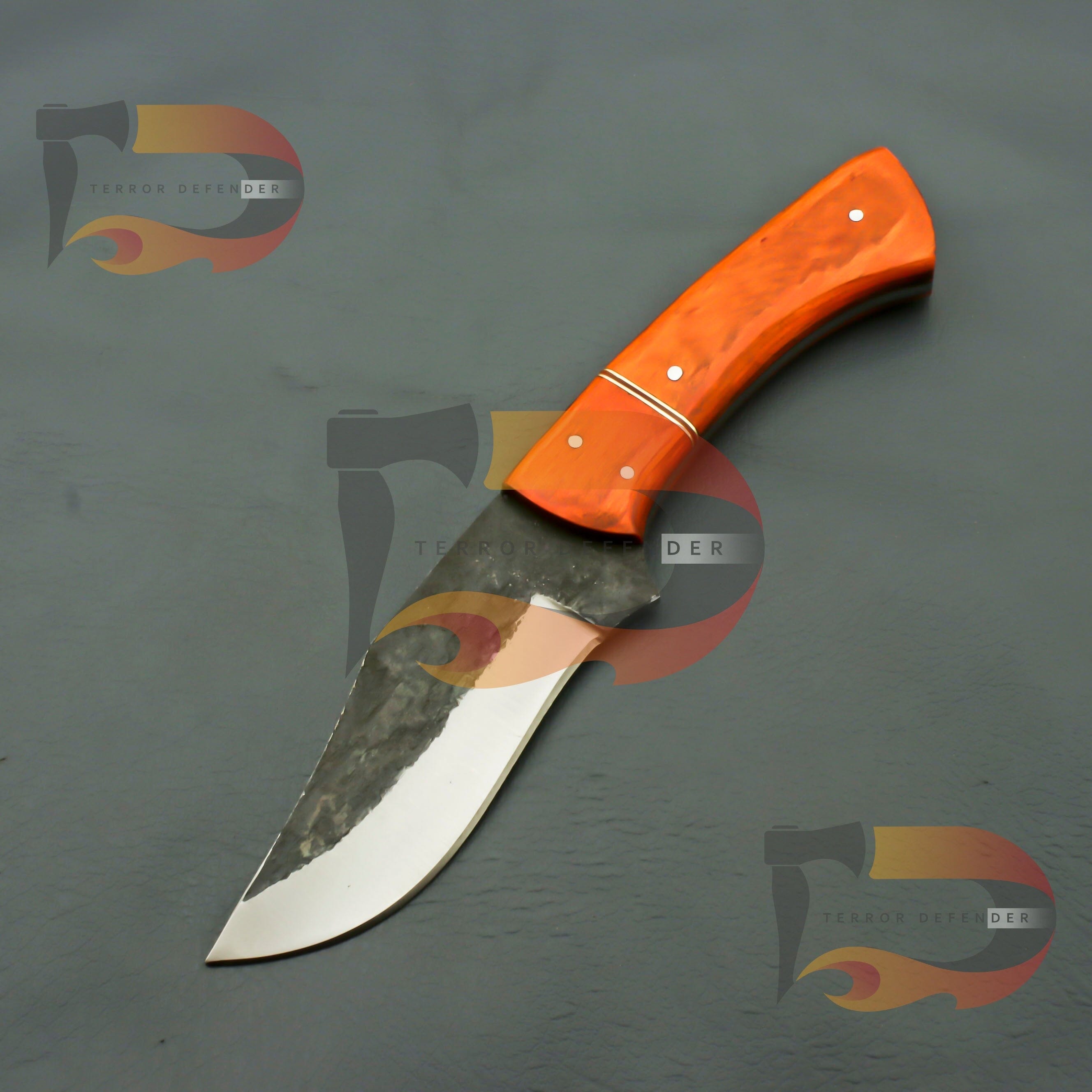 Handcrafted High Carbon Steel Hunting Skinner Knife with Full Tang and Luxurious Rosewood Handle, Complete with Custom Sheath Hunting Terror Defender 