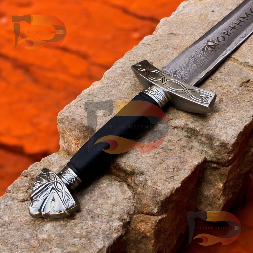 Handmade Sword Damascus Steel Northman Sword with wooden scabbard