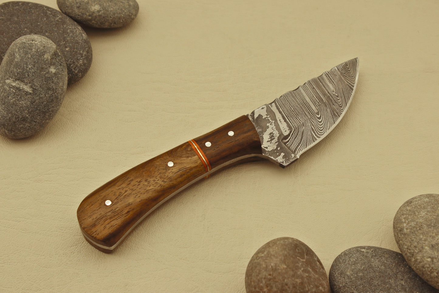 Custom 6''in Handmade Damascus Steel Hunting/Skinning Knife/Pakka Rose Wood Best Gift For Him Best Hunting Knife | Sheath EDC Hunting knives Terror Defender 