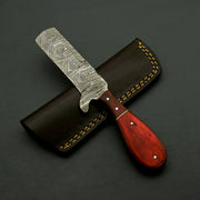 Handmade Damascus Steel Hunting Fixed Blade Knife with Leather Sheath Best Damascus Steel with Redwood Handle Best Gift For Him | EDC Knives Terror Defender 