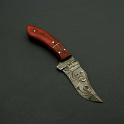 Handmade Damascus Steel Blade Rosewood Handle Fixed Blade Hunting knife , Pure Leather Sheath Knives Terror Defender 