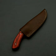 Handmade Damascus Steel Blade Rosewood Handle Fixed Blade Hunting knife , Pure Leather Sheath Knives Terror Defender 