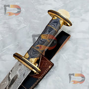 Handcrafted Damascus Steel Viking Style Sword with Leather Sheath | Damascus | Father’s Day Gift | MASTER Collection, Perfect Christmas Gift