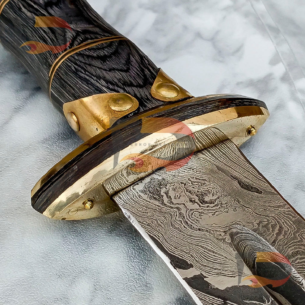 Handcrafted Damascus Steel Viking Style Sword with Leather Sheath | Damascus | Father’s Day Gift | MASTER Collection, Perfect Christmas Gift