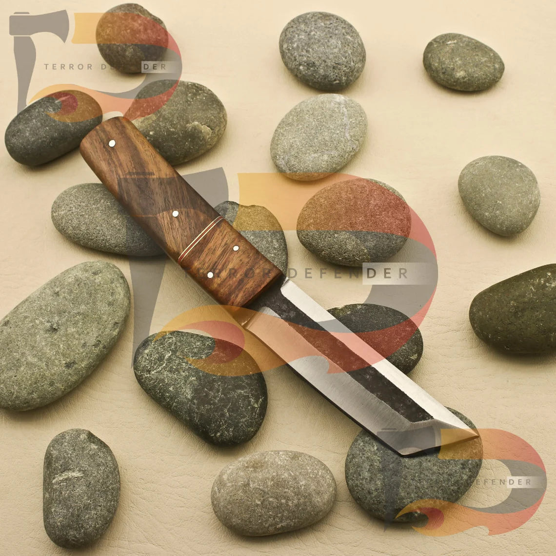 Personalized Custom Handmade 9''inch High Carbon steel Tanto Knife/Skinning Knife/PAKKA/Rose/Wood/Sheath Best Gift For Him , Wedding gift Knives Terror Defender 