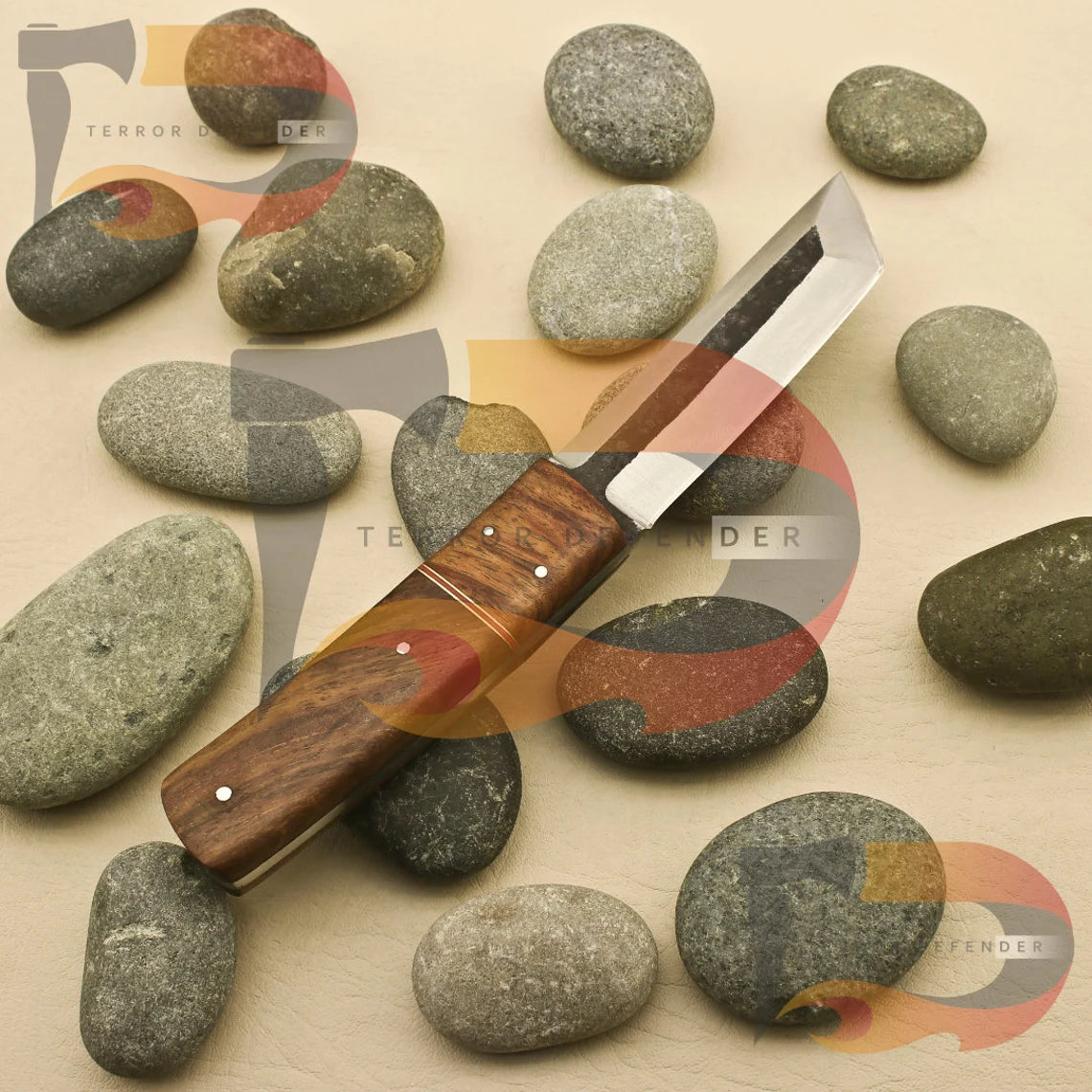 Personalized Custom Handmade 9''inch High Carbon steel Tanto Knife/Skinning Knife/PAKKA/Rose/Wood/Sheath Best Gift For Him , Wedding gift Knives Terror Defender 