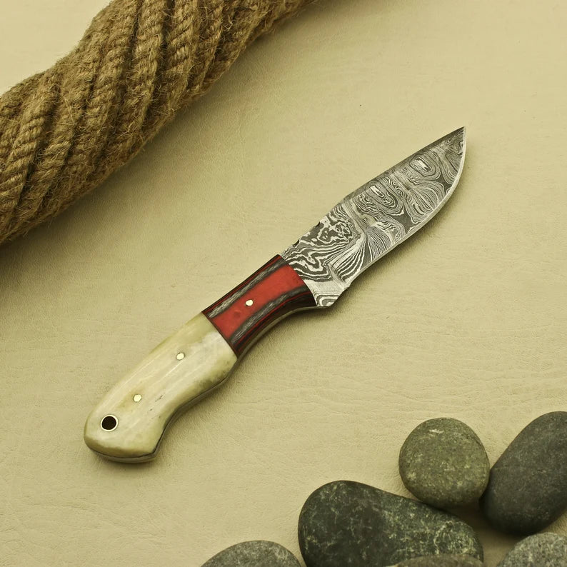 Handmade Damascus Steel Skinner Camping Hunting knife with Beautiful handle Design Best Gift For him , Personalized knife comes with Sheath Knives Terror Defender 