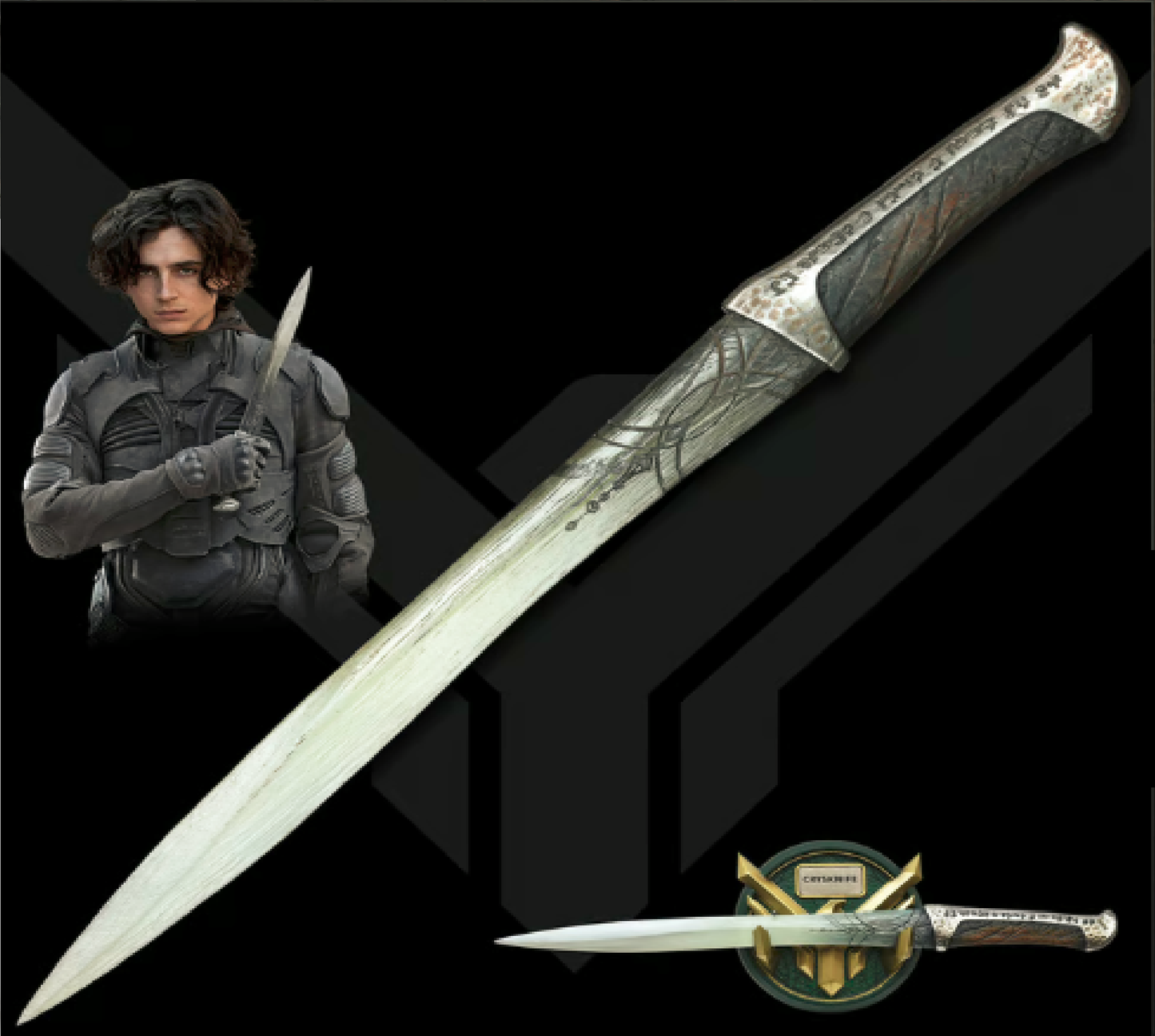 Crysknife Of Paul Atreides Crafted Of Polyresin | Hand-Painted | Movie Collectible | Wall Display Included Hunting knives Terror Defender 