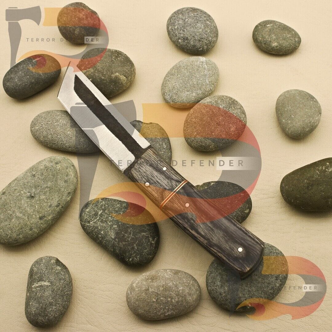 Double Edge Custom Hand forged 9''inch Superb Carbon steel Tanto Knife/Sheath Knives Terror Defender 