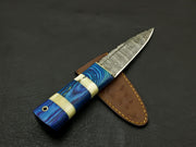 8''inch Beautiful Handmade Damascus Steel Sgian Dubh Scottish Dirk Knife/ Sheath Hunting Terror Defender 