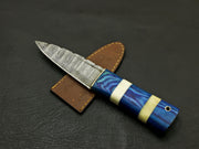 8''inch Beautiful Handmade Damascus Steel Sgian Dubh Scottish Dirk Knife/ Sheath Hunting Terror Defender 