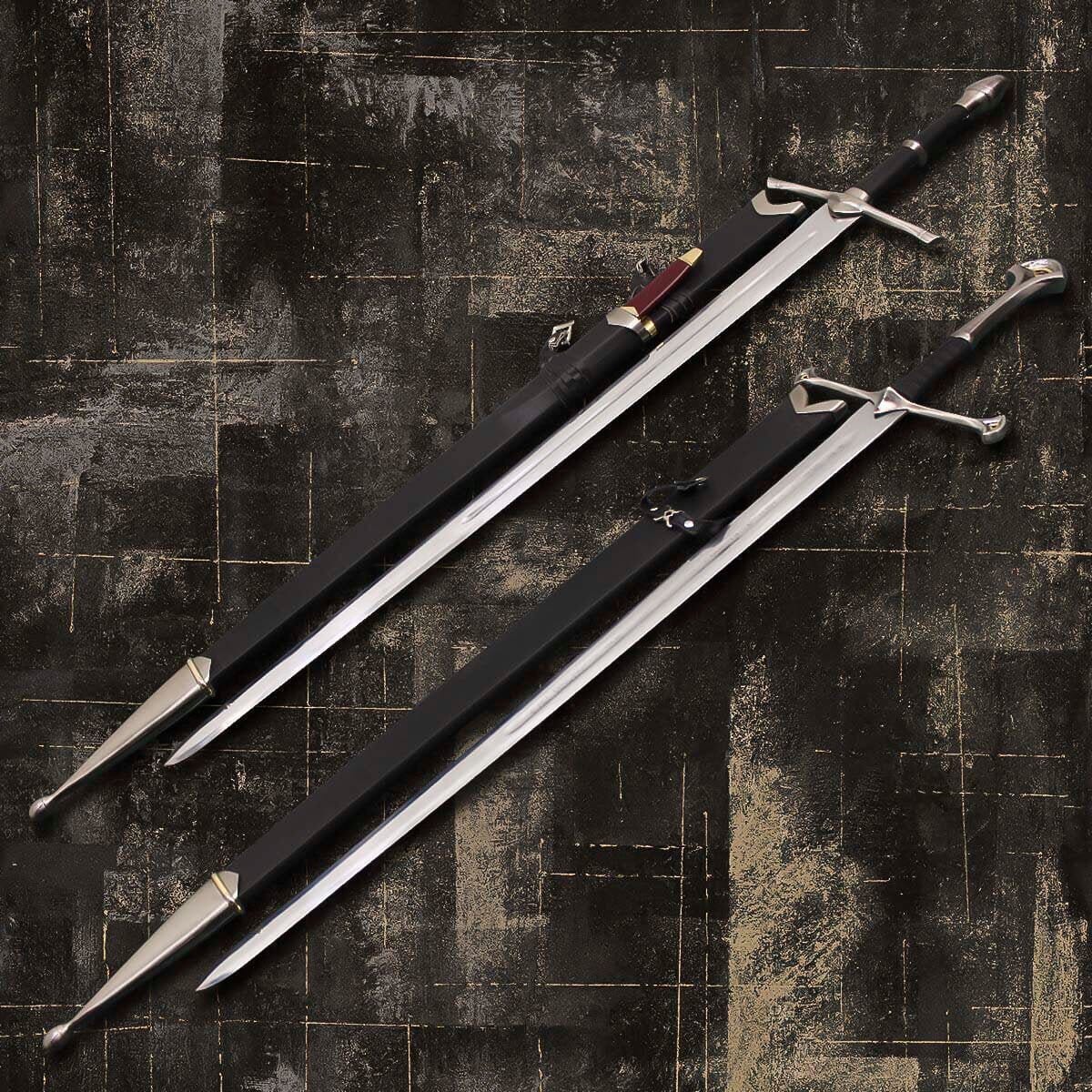 Anduril Sword and Aragorn Strider Ranger Sword with knife And Aragorn Strider Ranger Sword with knife Lord Of The Ring Pair Costume Weapons Terror Defender 