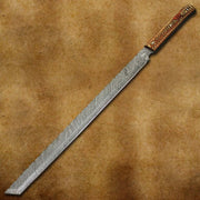 Beautiful Handmade 27 inches Damascus steel Hunting Machete with sheath Costume Weapons Terror Defender 