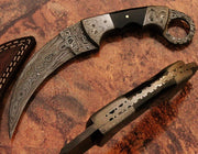 Beautiful handmade Damascus karambit knife handle made of and buffalo horn Hunting Terror Defender 