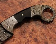 Beautiful handmade Damascus karambit knife handle made of and buffalo horn Hunting Terror Defender 