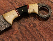 Beautiful handmade Damascus karambit knife handle made of camel bone and buffalo horn Hunting Terror Defender 