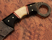 Beautiful handmade Damascus karambit knife handle made of camel bone and buffalo horn Knives Terror Defender 