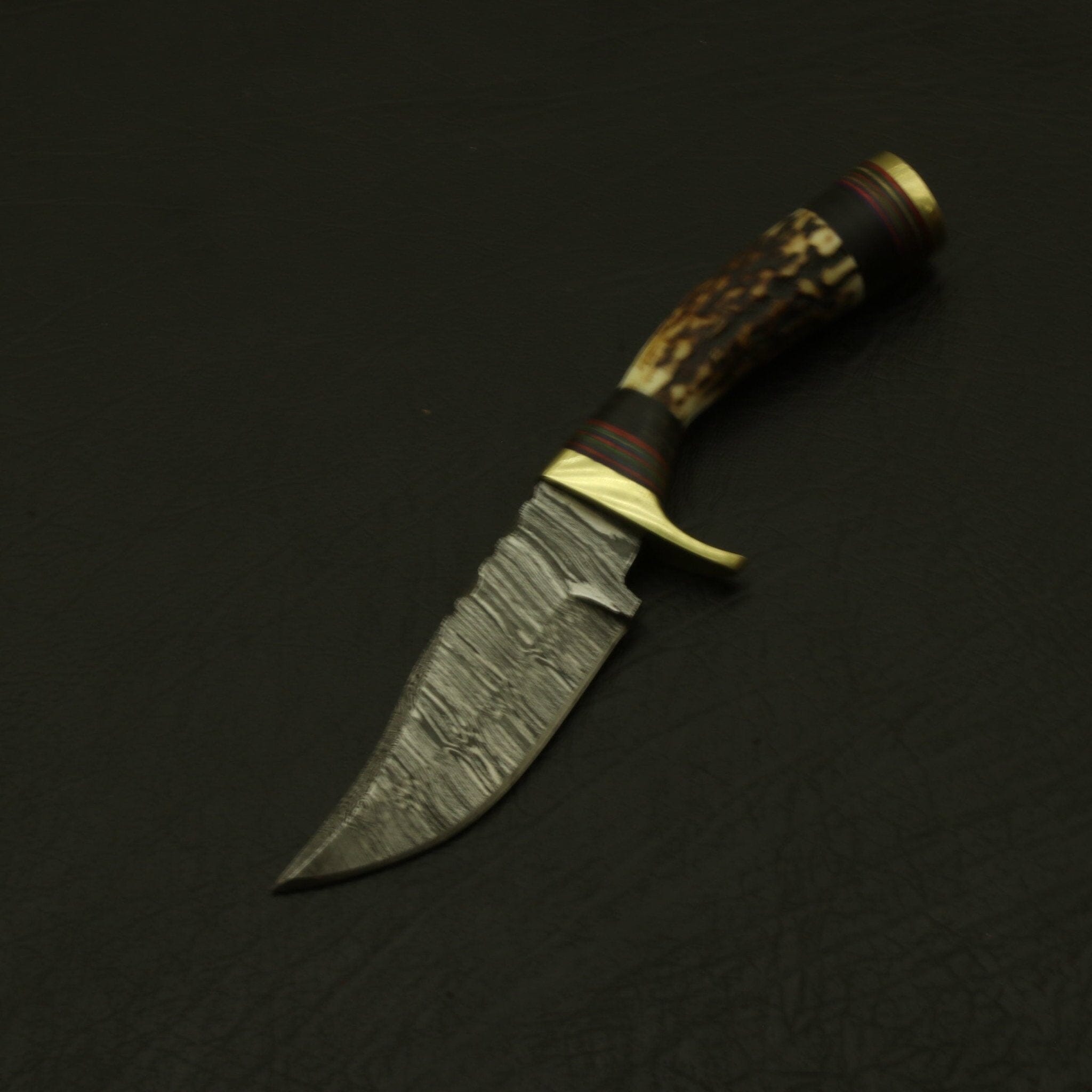 Collectible Handmade Damascus fixed blade Knife Beautiful Bolster handle+ Custom Sheath Hunting Terror Defender 