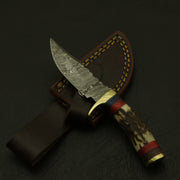 Collector Handmade Damascus Knife, forge Enchanting Bolster handle+ Custom Sheath Hunting Terror Defender 