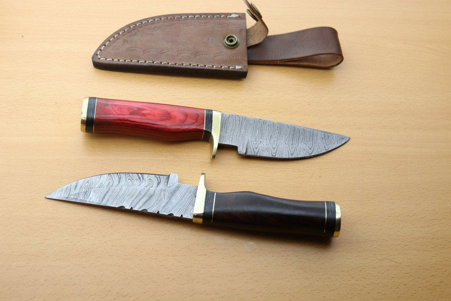 Combo 2: '8"in Handmade Damascus Steel Hunting/skinning Knife/pakka Wood Hunting Terror Defender 