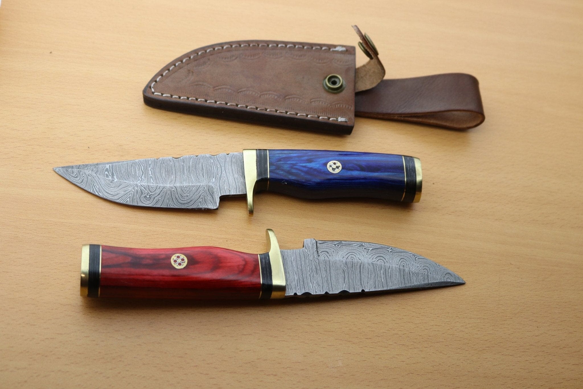 Combo 2: '8"in Handmade Damascus Steel Hunting/skinning Knife/pakka Wood Hunting Terror Defender 