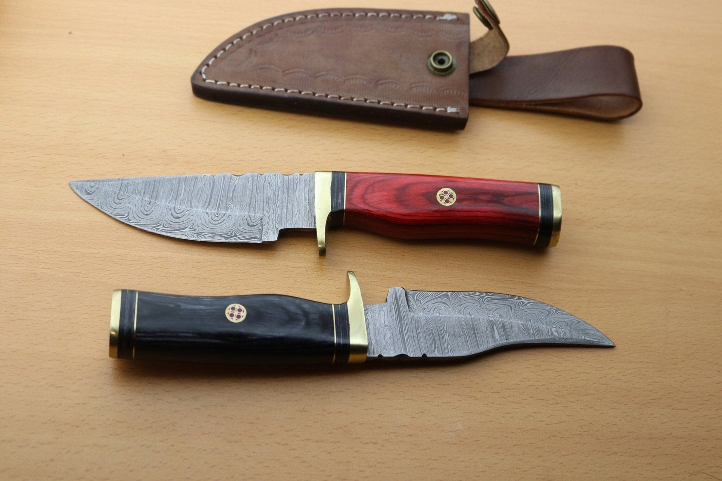 Combo 2: '8"in Handmade Damascus Steel Hunting/skinning Knife/pakka Wood Hunting Terror Defender 