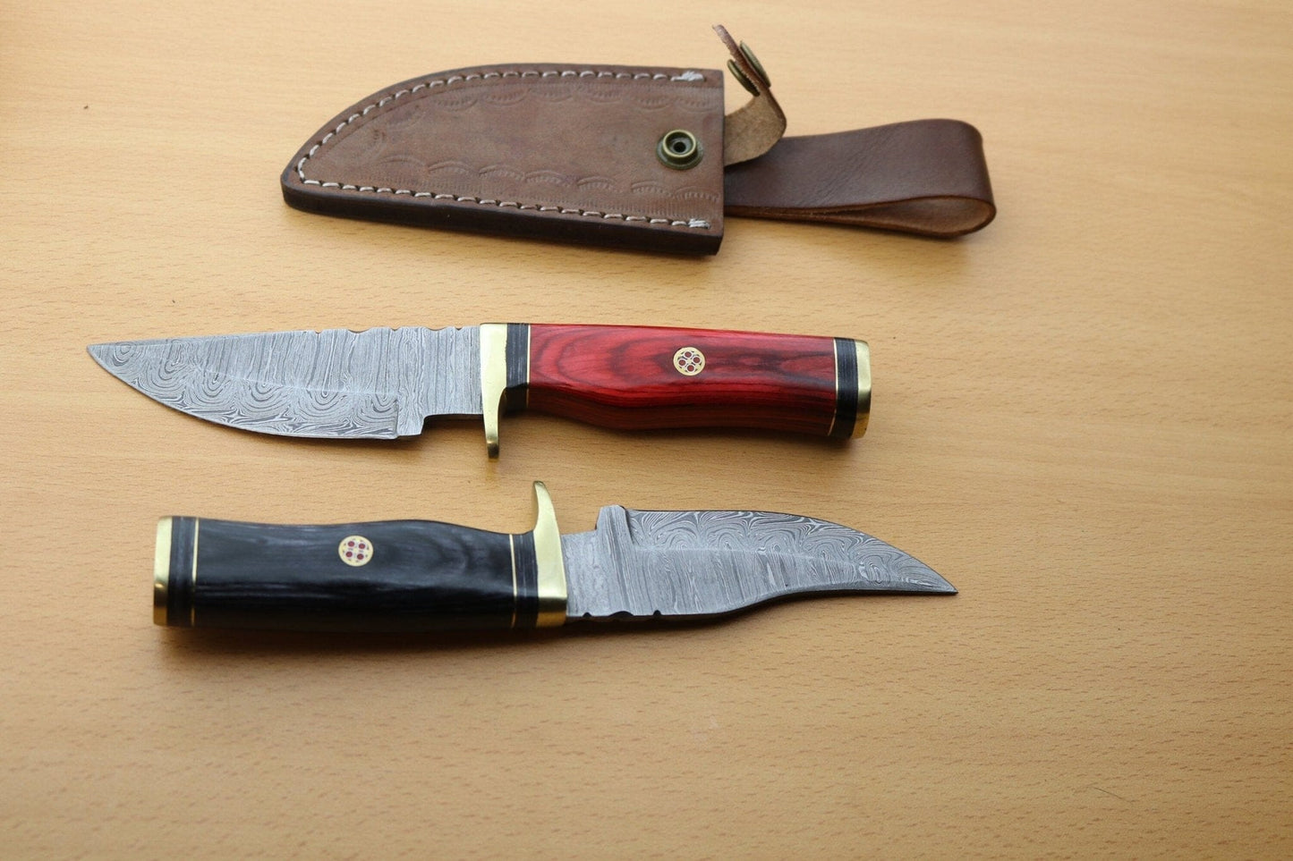 Combo 2: '8"in Handmade Damascus Steel Hunting/skinning Knife/pakka Wood Hunting Terror Defender 